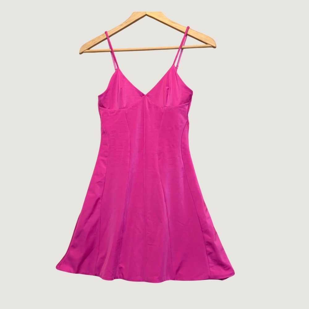 Oh Polly Slip Dress 2 Hot Pink Satin Y2K Barbiecore Romantic Glam Mini Dress